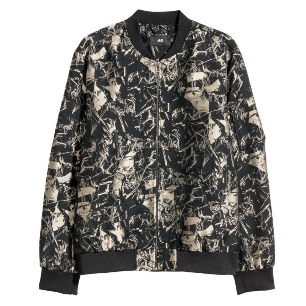 H&M Bomber Jacket Black/Gold Detail Size Small